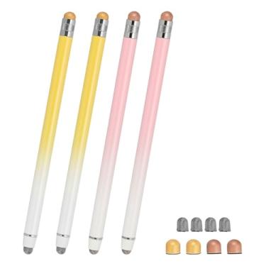 Imagem de PATIKIL 4 canetas Stylus para telas sensíveis ao toque, 2 em 1, de alta sensibilidade, caneta capacitiva para celulares, tablets, laptops, dispositivos com tela sensível ao toque, amarelo, rosa