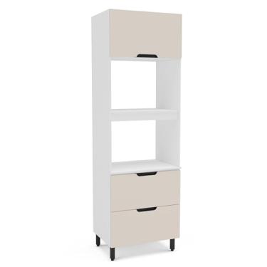 Imagem de Torre Quente 2 Portas Basculantes 1 Gaveta Branco/Creme Meena Politorno Moveis