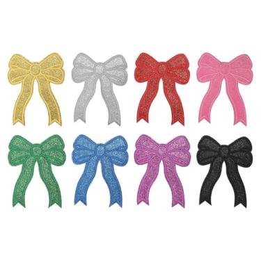 Imagem de YELARXI Aplique bordado com laço de glitter, aplique bordado de lantejoulas, adequado para jeans, jaquetas, roupas femininas, chapéus, mochilas (pacote com 8, multicolorido)