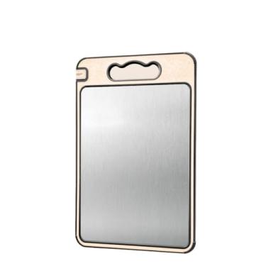 Imagem de TáBua De Corte Cortar Carne Placa Dupla Face HigiêNica Em AçO Inox E Pp Com Afiador E AlçA