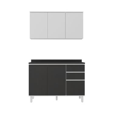 Imagem de Cozinha Modulada Campacta 2 Peças Com Tampo Dora Luciane Móv Branco Polar/preto Tx