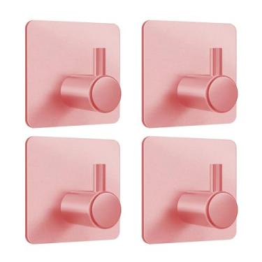 Imagem de Gancho autoadesivo de liga de alumínio para parede, chave, casaco, roupas, porta-bolsas, banheiro, cozinha, ganchos de toalha à prova de ferrugem, rosa vermelho, 01