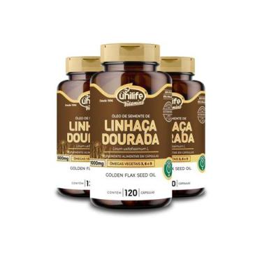 Imagem de Kit 3 Óleo De Semente De Linhaça Dourada Unilife 120 Caps