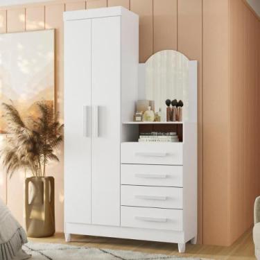 Imagem de Guarda Roupa Comoda Com Espelho Georgia Branco - CASA H