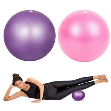 Imagem de DORYUM 2 peças de bolas macias de pilates de 23 cm, bola de equilíbrio para exercícios e academia perfeita para pilates, yoga, treinamento central e fisioterapia – rosa e roxo (rosa + azul)