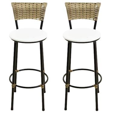 Imagem de KIT 2 BANCOS BANQUETAS ALTA COZINHA BALCÃO AREA VIME JUNCO (BRANCO)