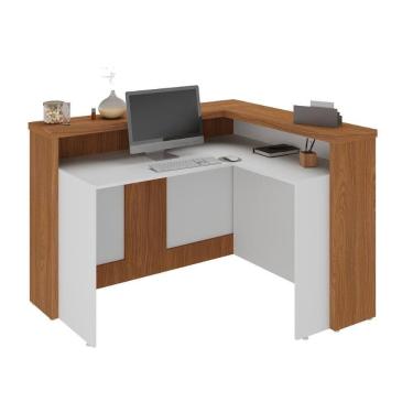 Imagem de Balcão Atendimento Com Montagem Dupla Bulgária Freijó Branco