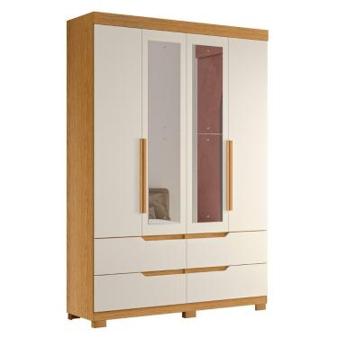 Imagem de Guarda Roupa Solteiro 160cm Com Espelho Doble Cinamomo/off - Albatroz