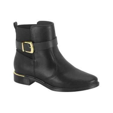 Imagem de Bota Vizzano Feminina Cano Curto Fivela Conforto Elegância, Preto, 36