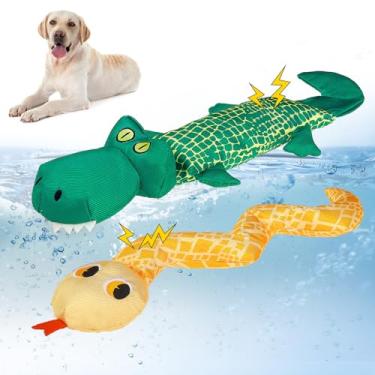 Imagem de SCENEREAL Brinquedo aquático para cães médios e pequenos - pacote com 2 brinquedos flutuantes para pegar na piscina, crocodilo e cobra brinquedo durável para mastigar animais de estimação verão ao ar