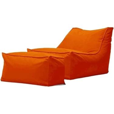Imagem de Sxbcya Outdoor Impermeável Oxford Chaise Louge Pouf Cover O Filler Garde Beach Camp Sofá-cama Puff Salo Ottoma, Orange, Empty cover