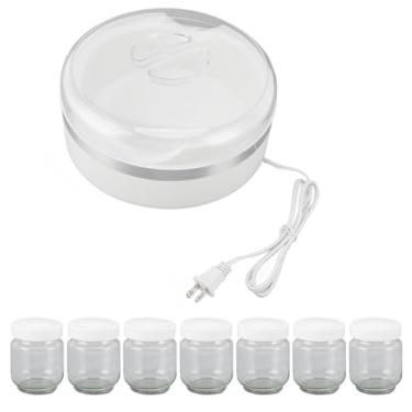 Imagem de Jiawu Iogurteira, Máquina Elétrica Com 7 Potes De Vidro, Controle Automático Temperatura E Tempo Grego Para Uso Doméstico, Caseiro Fácil Usar