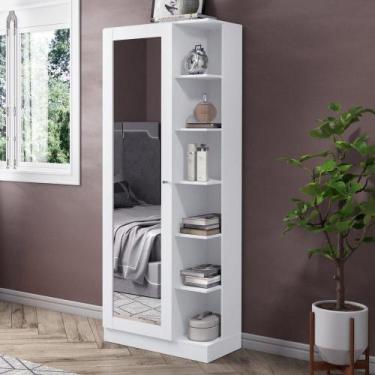 Imagem de Sapateira 1 Porta com Espelho Happy Espresso Móveis Branco Fosco