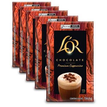 Imagem de Cappuccino Solúvel LOR Chocolate Kit 5 Caixas - L'OR