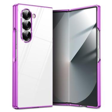 Imagem de CMYFUTNG Capa para Galaxy Z Fold 6, leve, slim fit, proteção contra quedas, capa robusta para Galaxy Z Fold 6 5G PC rígido à prova de choque processo de galvanização de telefone roxo 25 dobras 6-03