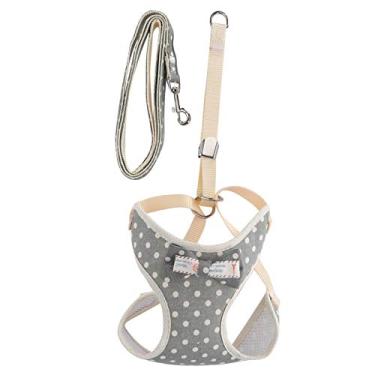 Imagem de Compra Maluca Meiyya Colete peitoral para gatos, colete de caminhada à prova de fuga, correia para animal de estimação para coleira para colete de gato (pouco cinza, grande (adequado para 10-16 kg))