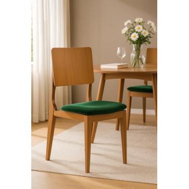 Imagem de Kit 8 Cadeiras Turmalina Madeira Maciça Veludo Verde Mel