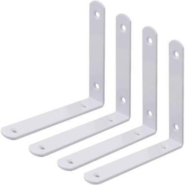 Imagem de 4pcs Suportes De Prateleira 8 Ih - Prateleiras De Parede, Suporte De Móveis Em Forma De L, Suporte De Canto, Fortalecem A Estabilidade Estrutural, Parafusos Isolados, Para, White, 100mm x70mm