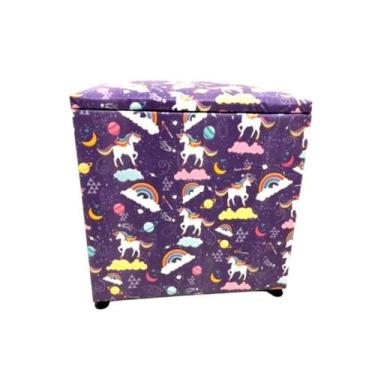 Imagem de Puff BAÚ Banqueta Cubo material sintético Quadrado Decorativo - Pratik