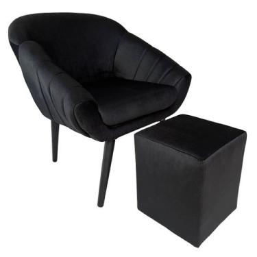 Imagem de Kit Poltrona Giovana Puff Quadrado e Almofadas em Sued Premium - Sua C