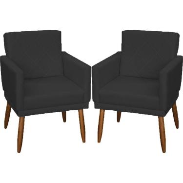 Imagem de Kit 2 Poltronas Decorativa Para Sala Recepção Beatriz Suede Cores Pé Palito Castanho
