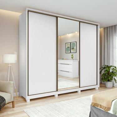 Imagem de Guarda-Roupa Casal 100% MDF 3 Portas 6 Gavetas Vitta 2,70 Glass e Pés Branco