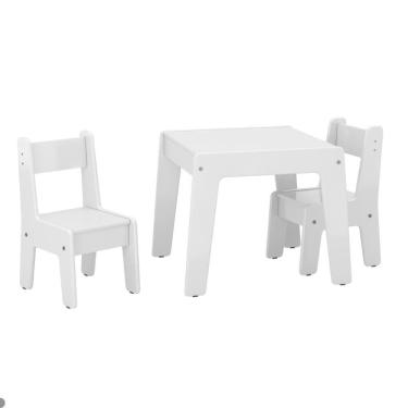 Imagem de Jogo De Mesa E 2 Cadeiras Infantil Honduras Branco Brilho