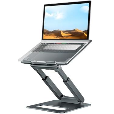 Imagem de tounee Suporte de laptop para mesa de altura ajustável, suporte telescópico para computador com design removível, suporte ergonômico para laptop para todos os laptops de 10 a 17 polegadas - cinza