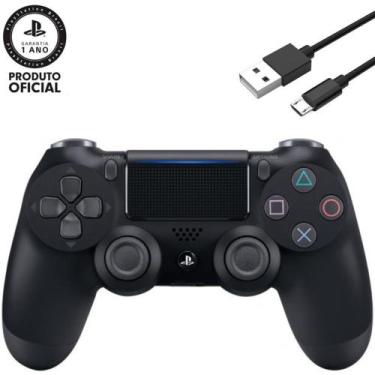 Imagem de Controle PS 4 Dualshock 4 Original Sony Preto Onix Black Lacrado + Cab