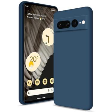 Imagem de Btstring Capa para Google Pixel 7 Pro, capa de silicone macio com proteção de câmera atualizada, capa fina à prova de choque com forro de microfibra antiarranhões, azul