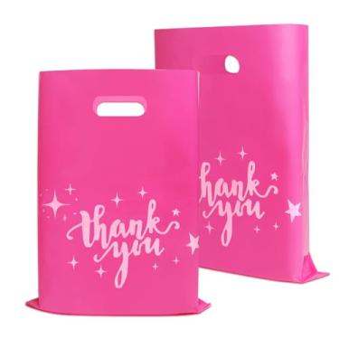 Imagem de Eolilim 100 peças, sacos de plástico para presentes, 30 x 38 cm, sacolas de compras de negócios, rosa escuro