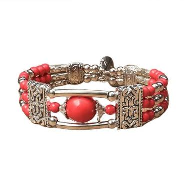 Imagem de BlingNook Pulseiras Boho com contas em camadas para mulheres e homens, corrente de mão boêmia, moderna, folhas, contas, pulseiras de pedra de ágata natural, joias para presente, One Size, Zinco, Sem