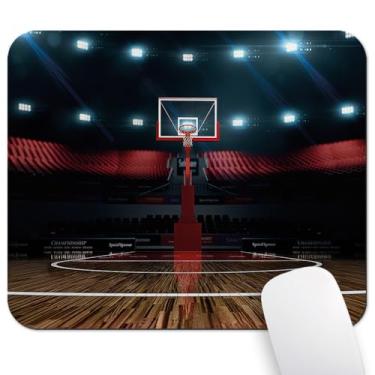 Imagem de Wknoon Mouse pad de 24 x 20 cm (arena de basquete profissional), tapete antiderrapante para mesa, superfície lisa para jogos e escritório, imagem esportiva do campeonato antes do jogo