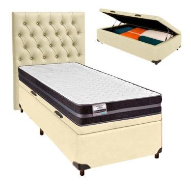 Imagem de Cama Box Bau + Colchão Solteiro Molas Ultralastic Bogota Inducol + Cab