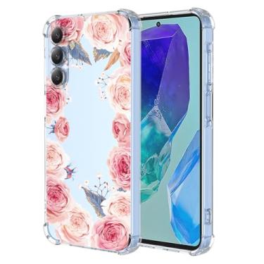 Imagem de RRXSYXL Capa para Samsung M55 5G, Samsung C55 com estampa floral transparente, capa macia à prova de choque para Samsung Galaxy M55 5G, Samsung Galaxy C55, rosa floral