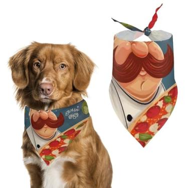 Imagem de Cachecol de poliéster triangular impresso Chef Pizza - Tamanho único (70 x 30 cm)