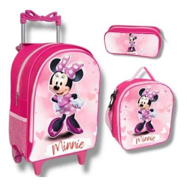 Imagem de Kit Escolar Mochila De Rodinha Lancheira Termica - Minnie - Sem Marca