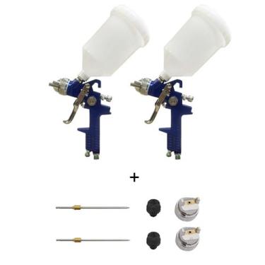 Imagem de 2 PISTOLAS DE PINTURA 827 GRAVIDADE +  KIT BICO E AGULHA 1.3MM e 1.7MM