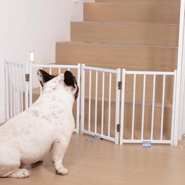 Imagem de No Pawblems Portão curto para cães, cerca dobrável de 41,5 cm de altura para ambientes internos e externos, portão extra largo de até 122 cm para filhotes, escadas, corredores, portas, deque, quintal