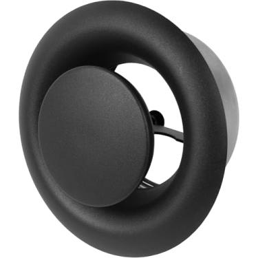 Imagem de Repa Market Difusor de escape de aço antracite de 10 cm com flange - Entrada de ar de ventilação Soffit - Válvula ajustável para fluxo de ar ideal - Extração de ar silenciosa do duto - Ventilação