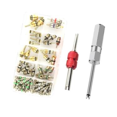 Imagem de Generic Kit de núcleo de válvula de ar condicionado com 102 peças, válvulas de pneu de refrigeração, núcleos de haste, ferramenta de instalação para remoção