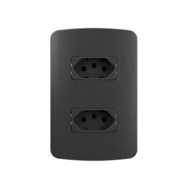 Imagem de Tomada Dupla MarGirius B3 Colors 2P+T 10A com Placa 4x2 Grafite, Grafi