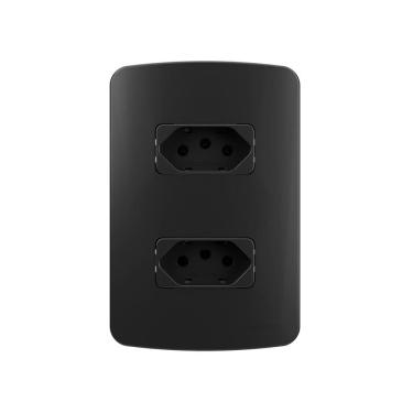 Imagem de Tomada Dupla MarGirius B3 Colors 2P+T 10A com Placa 4x2 Preto Ebony