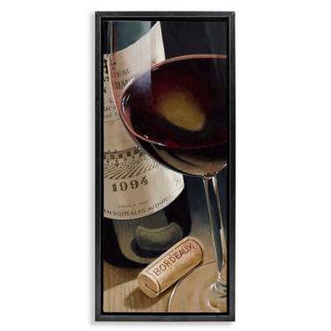 Imagem de Stupell Industries Arte de parede em tela flutuante com moldura preta garrafa de vinho tradicional sem rolha por Stefano Ferreri, 25 x 11