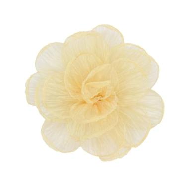 Imagem de Broche grande de flor de rosa de organza exagerada para mulheres elegante tecido floral grandes alfinetes de lapela vestido banquete terno roupas acessórios festa de casamento moda joias 190 mm, 20mm