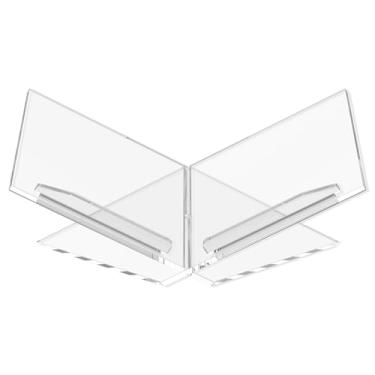 Imagem de Suporte de acrílico para livros, transparente, aberto em formato de X, fácil de montar, suportes abertos para livros de receitas, revistas de jornais e bíblias