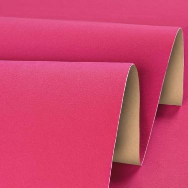 Imagem de Stickyart Papel de parede autoadesivo de tecido de veludo rosa choque descasque e cole papel de parede de tecido de feltro de luxo papel de contato de veludo macio papel de parede de feltro rosa