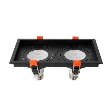 Imagem de Spot De Embutir Recuado Nordecor Loyo Para 2 Lâmpadas Par 20 E27 Preto