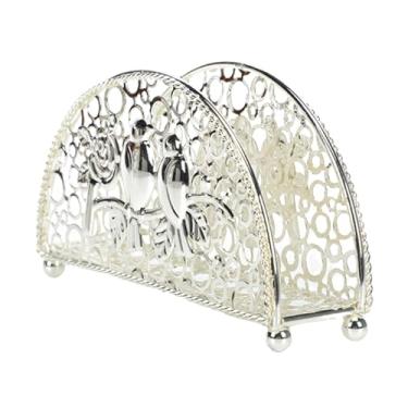 Imagem de Porta-guardanapos de ferro moderno - elegante suporte de caixa de lenços para restaurantes, hotéis e uso doméstico - Organizador de mesa de metal resistente (prata)