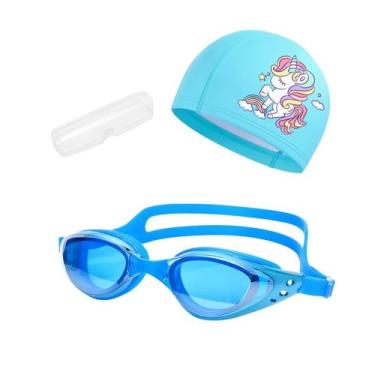 Imagem de Kit Óculos, Estojo e Touca de Natação Infantil Hero Band, Azul piscina